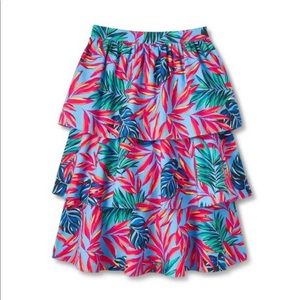 🌺 NWT! Tropical Print Tiered Midi Skirt - Tabitha Brown for Target Blue/Pink